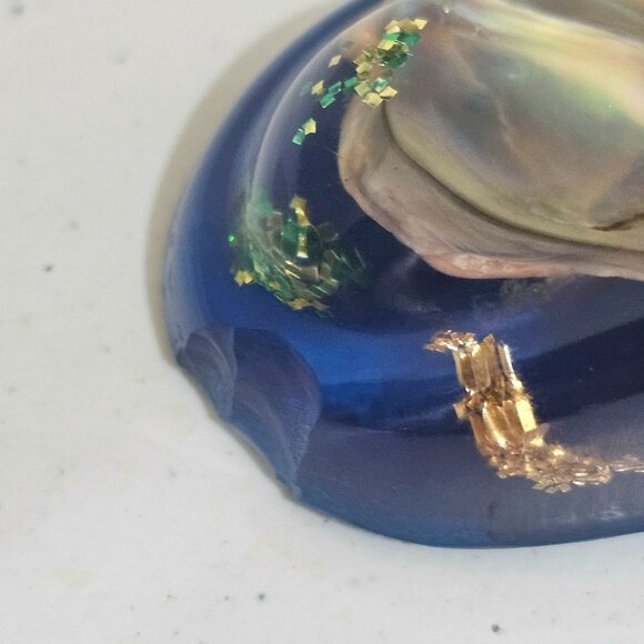 Mid Century Sea Shell Lucite Spoon Wall Art 8.5" vtg Boho 70s kitchen decor flaw - Picture 6 of 11